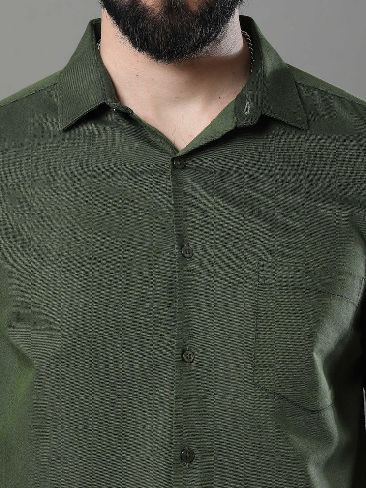 Olive Green Solid Shirt Solid Shirt Bushirt   