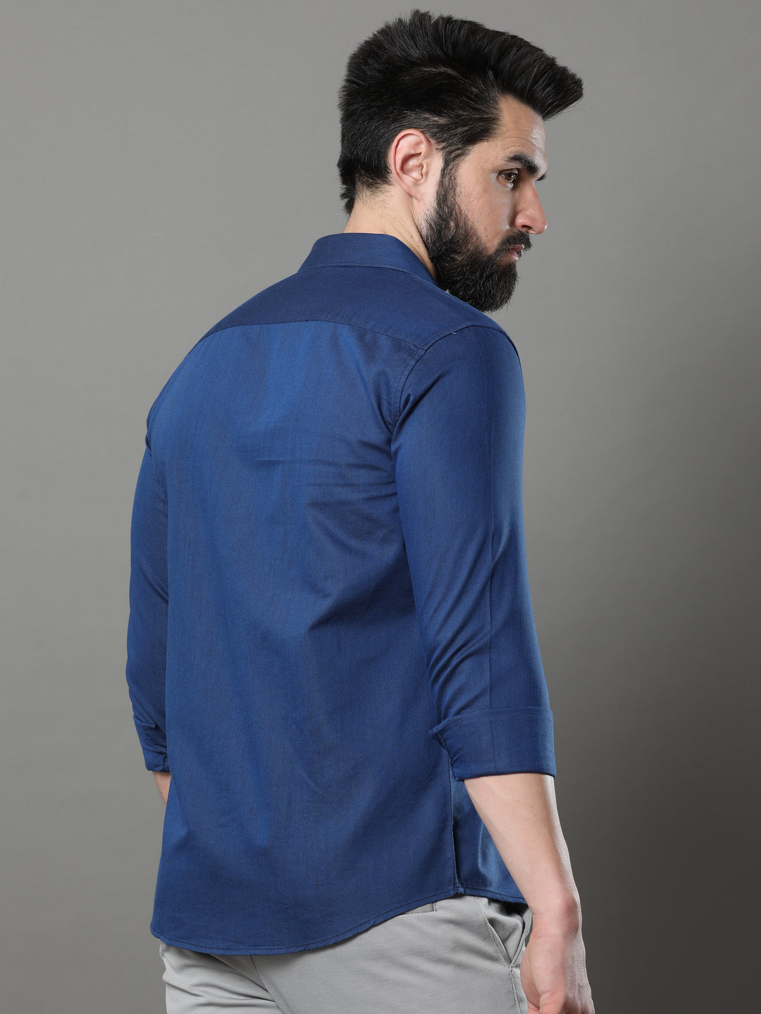 Oxford Blue Solid Shirt Solid Shirt Bushirt