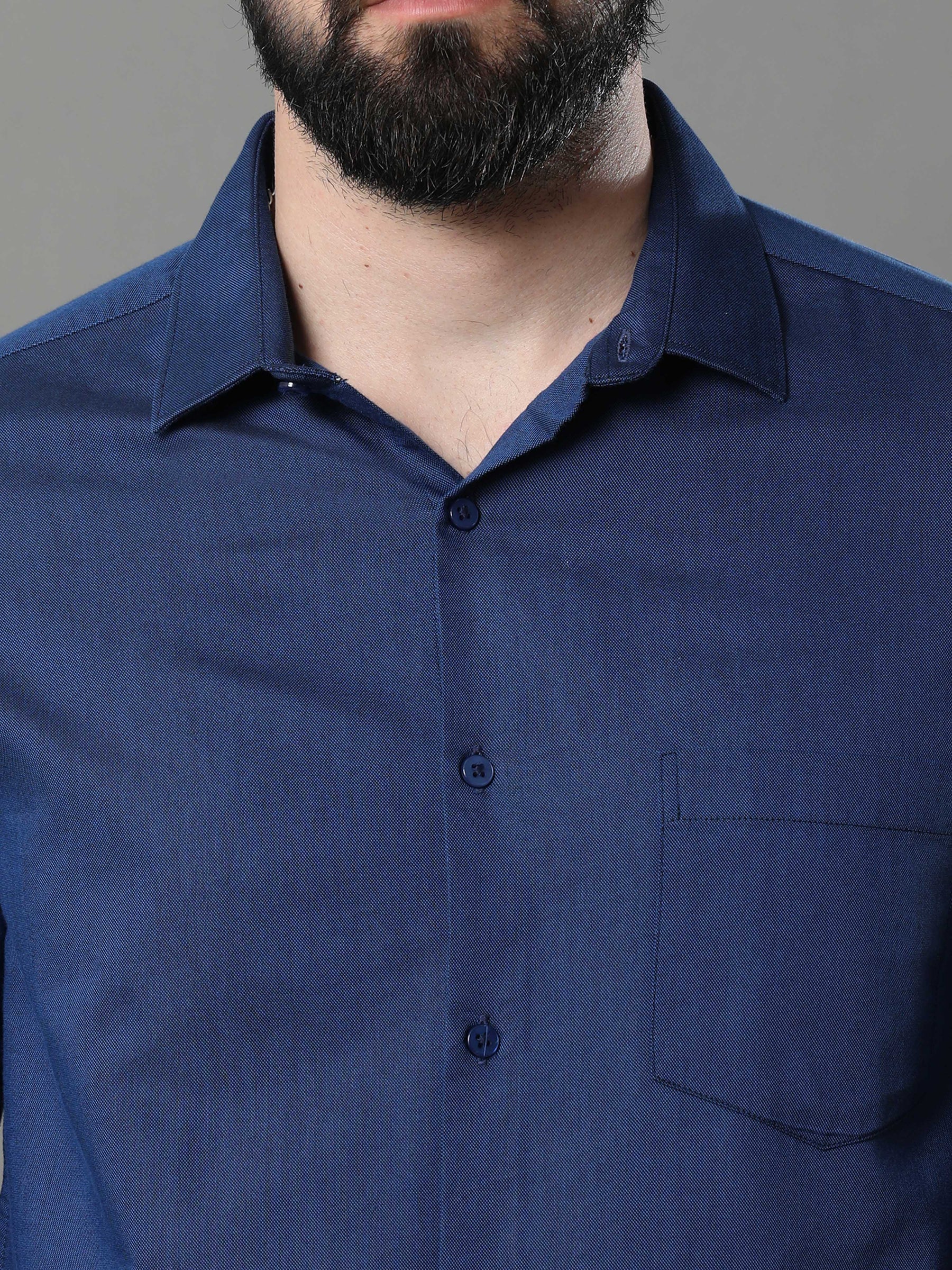 Oxford Blue Solid Shirt Solid Shirt Bushirt