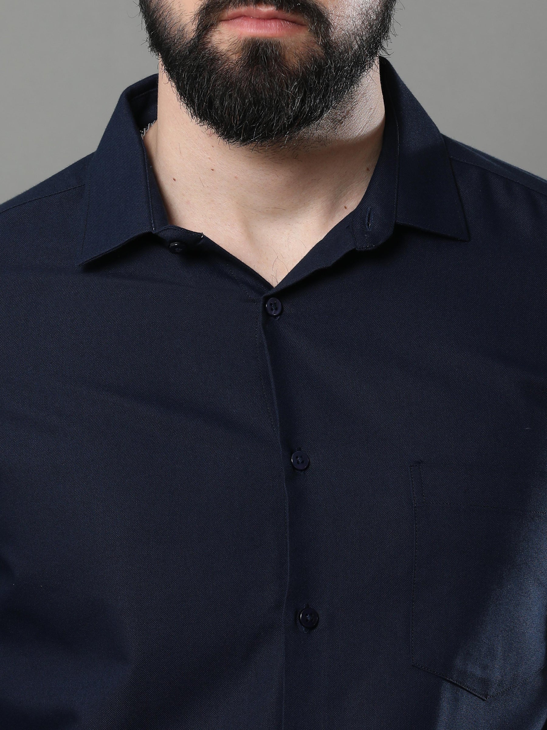 Navy Blue Solid Shirt Solid Shirt Bushirt