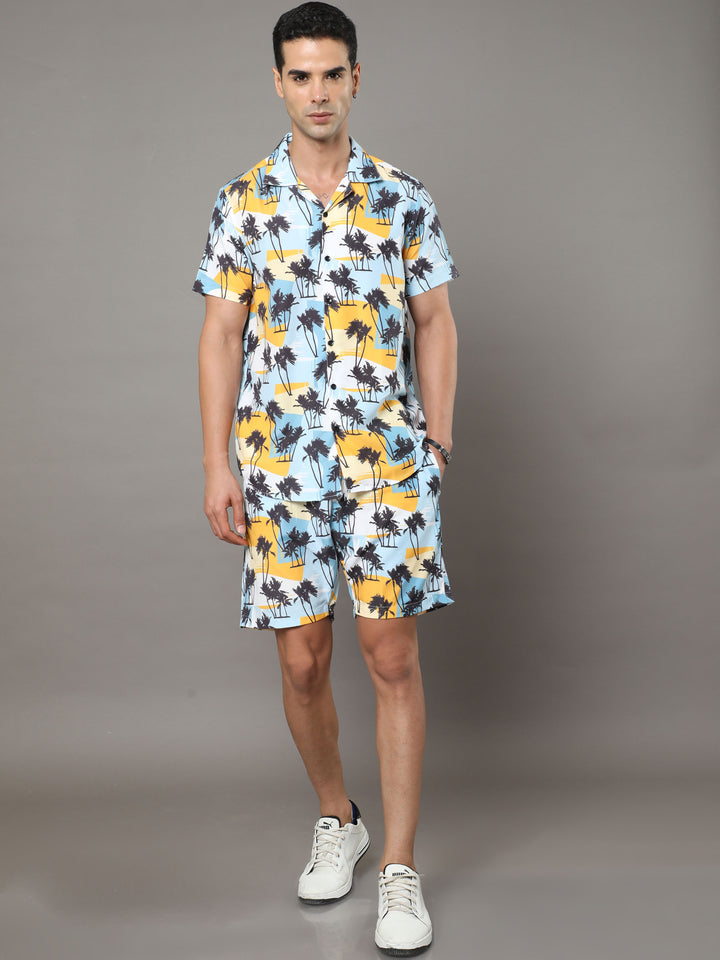 Beach White Night Suits Regular Size Co-Ords Bushirt