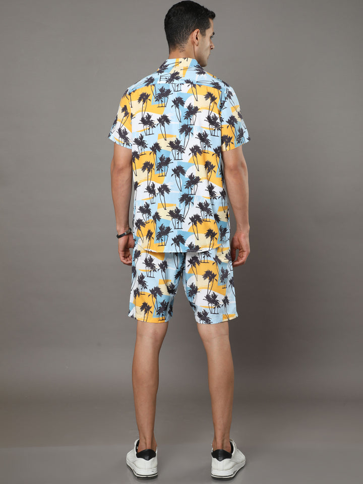 Beach White Night Suits Regular Size Co-Ords Bushirt