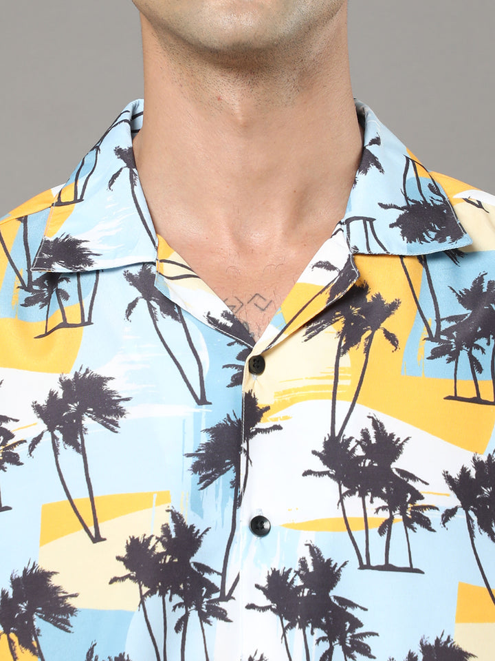 Beach White Night Suits Regular Size Co-Ords Bushirt