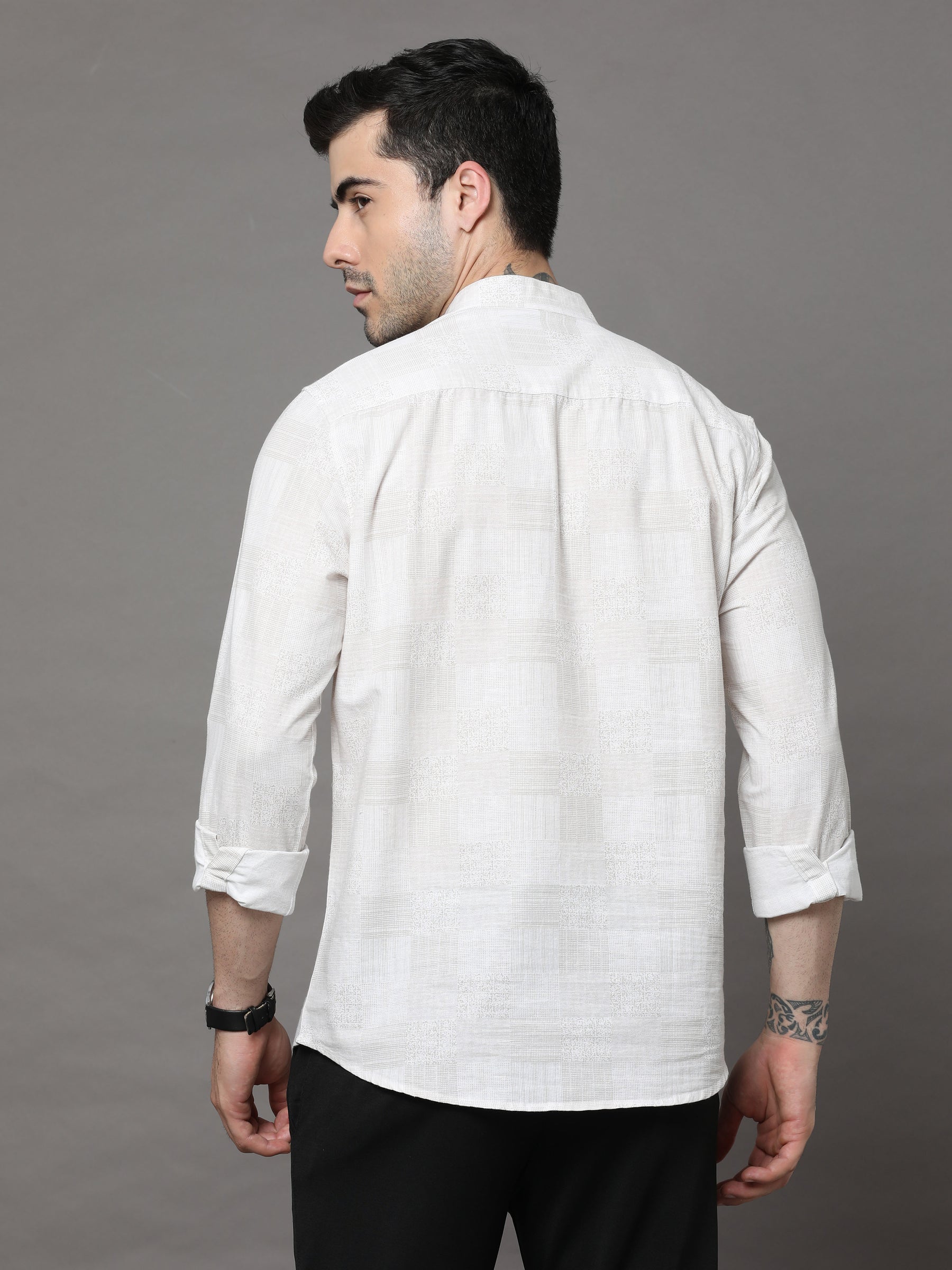 Cream Printed Kurta Kurta Bushirtin