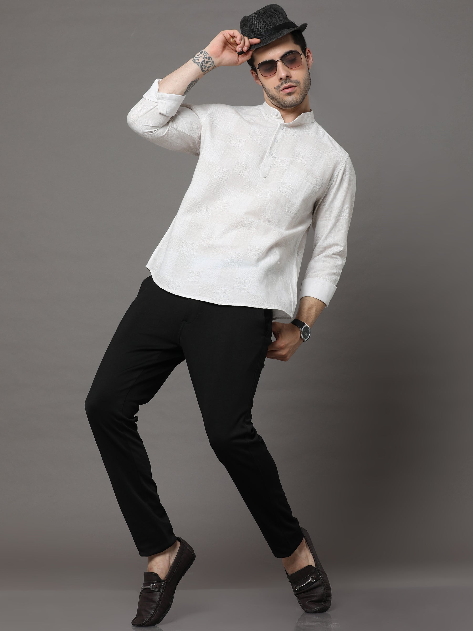 Cream Printed Kurta Kurta Bushirtin