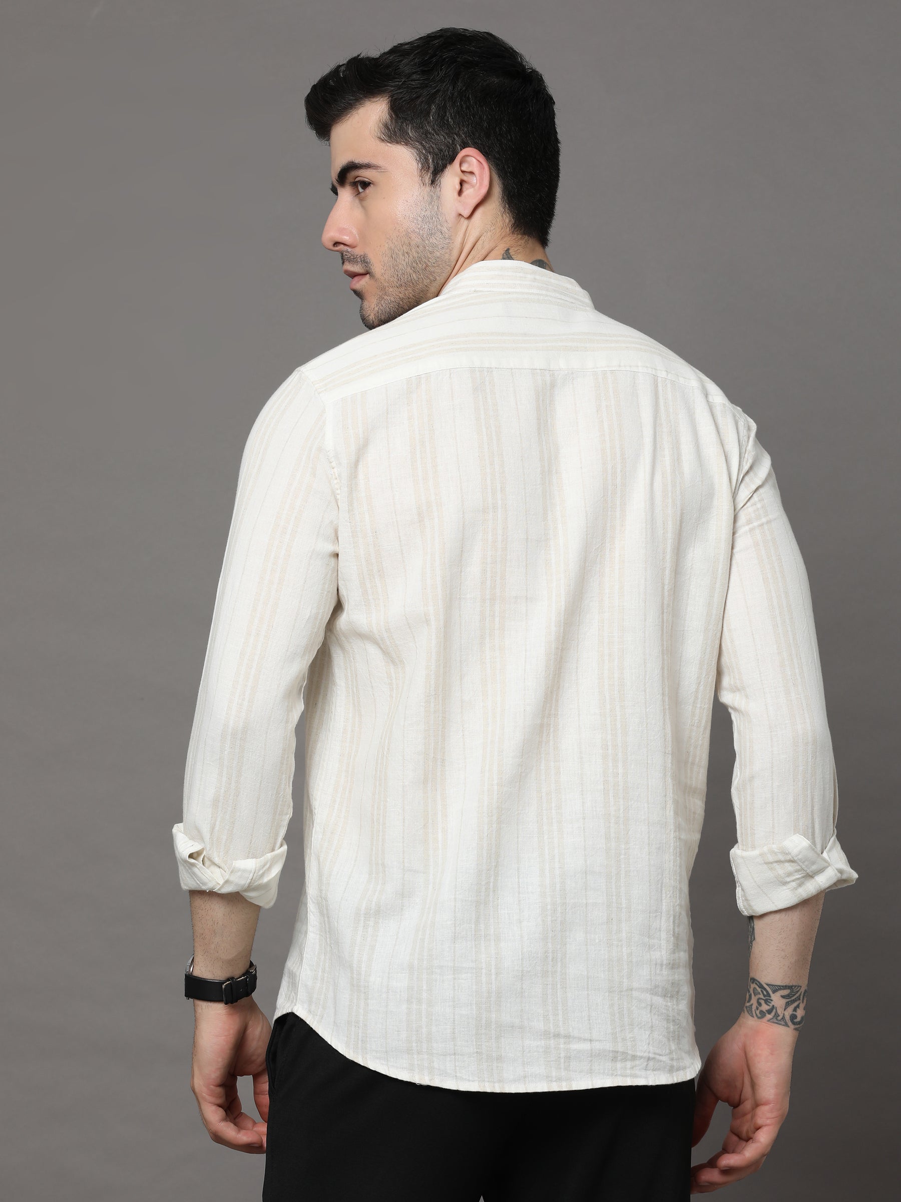 Cream Printed Kurta Kurta Bushirt