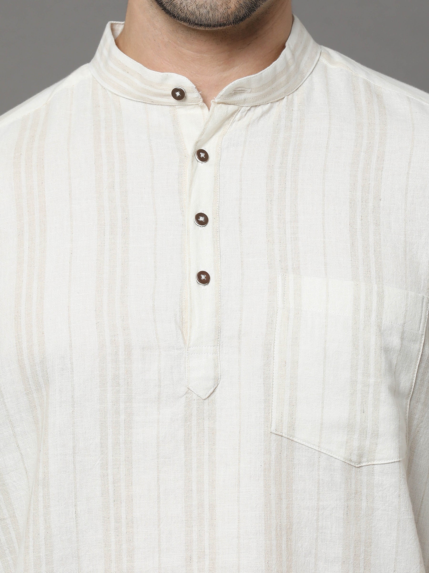 Cream Printed Kurta Kurta Bushirt