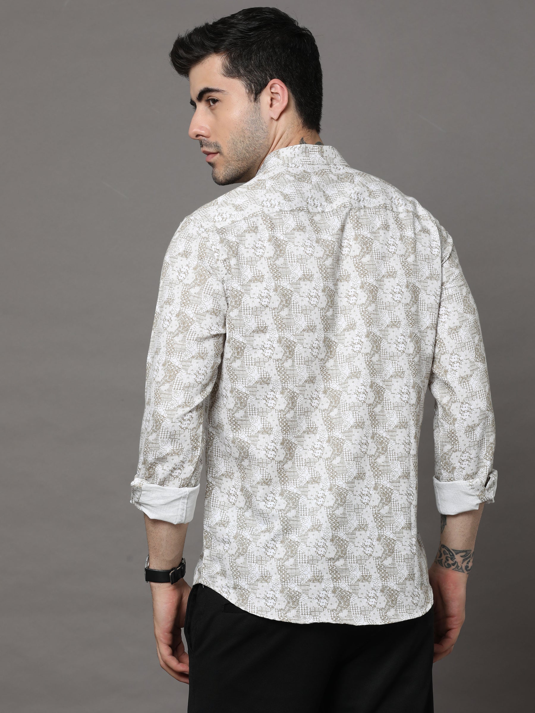 Cream Printed Kurta Kurta Bushirtin