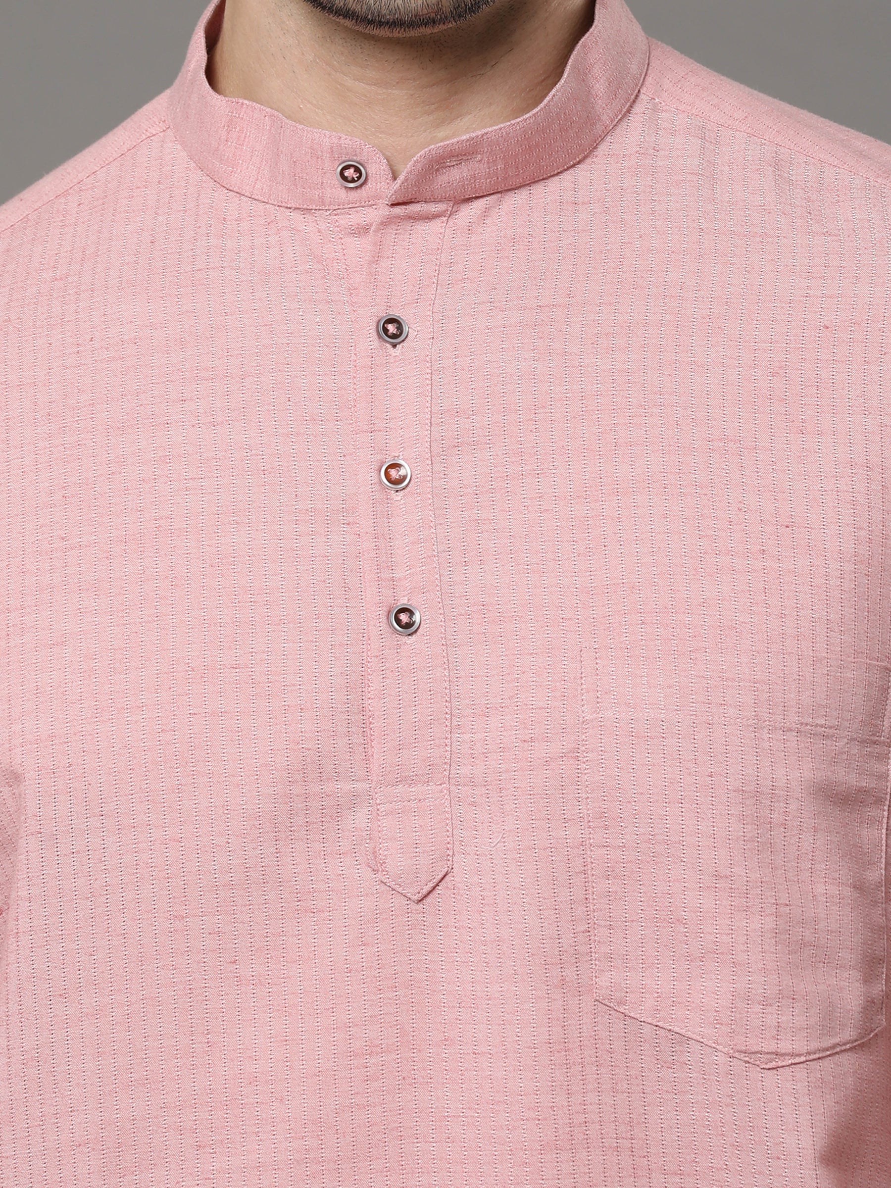 Indo Pastel Pink Solid Kurta Kurta Bushirtin