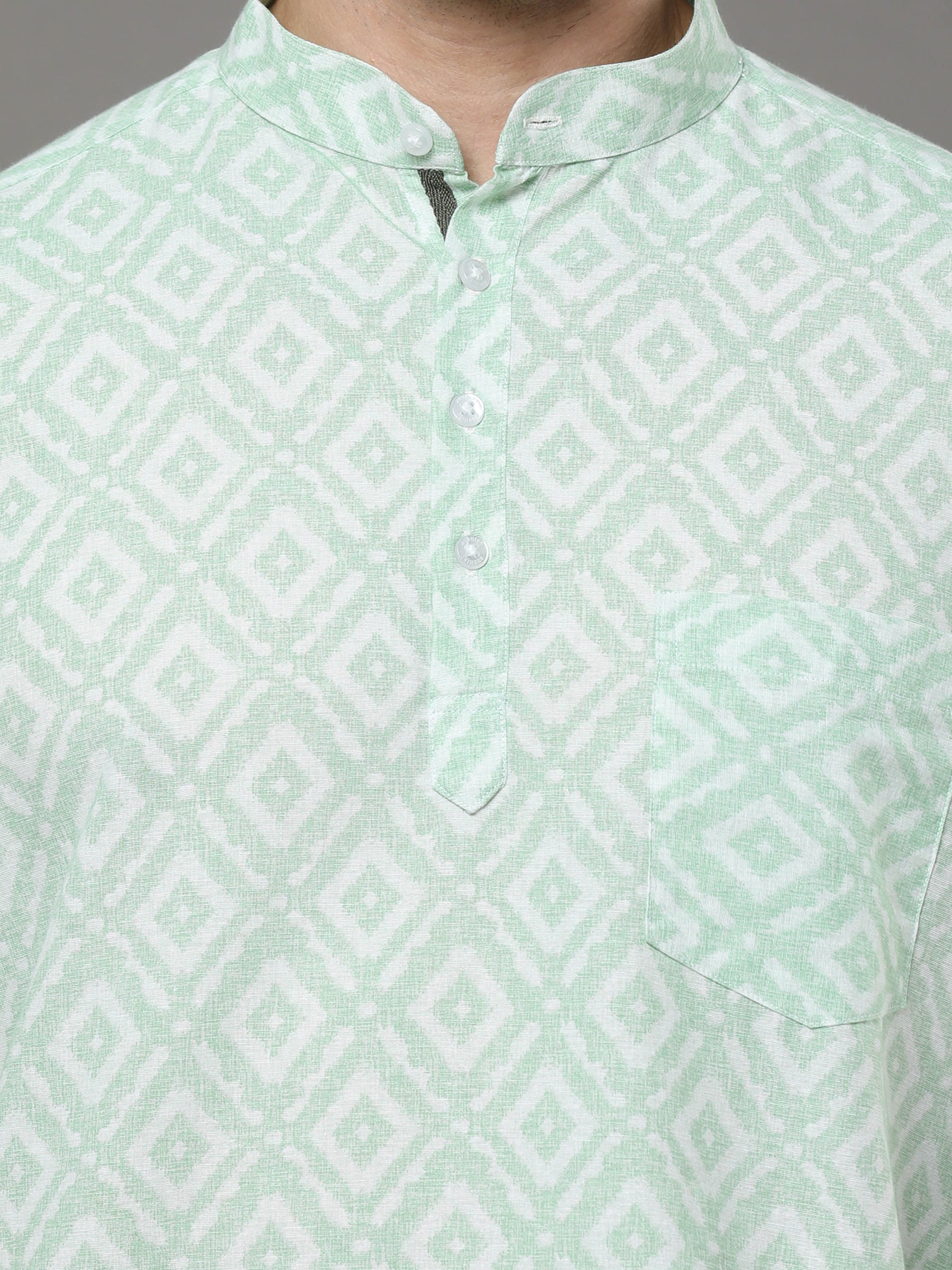 Green Printed Kurta Kurta Bushirtin