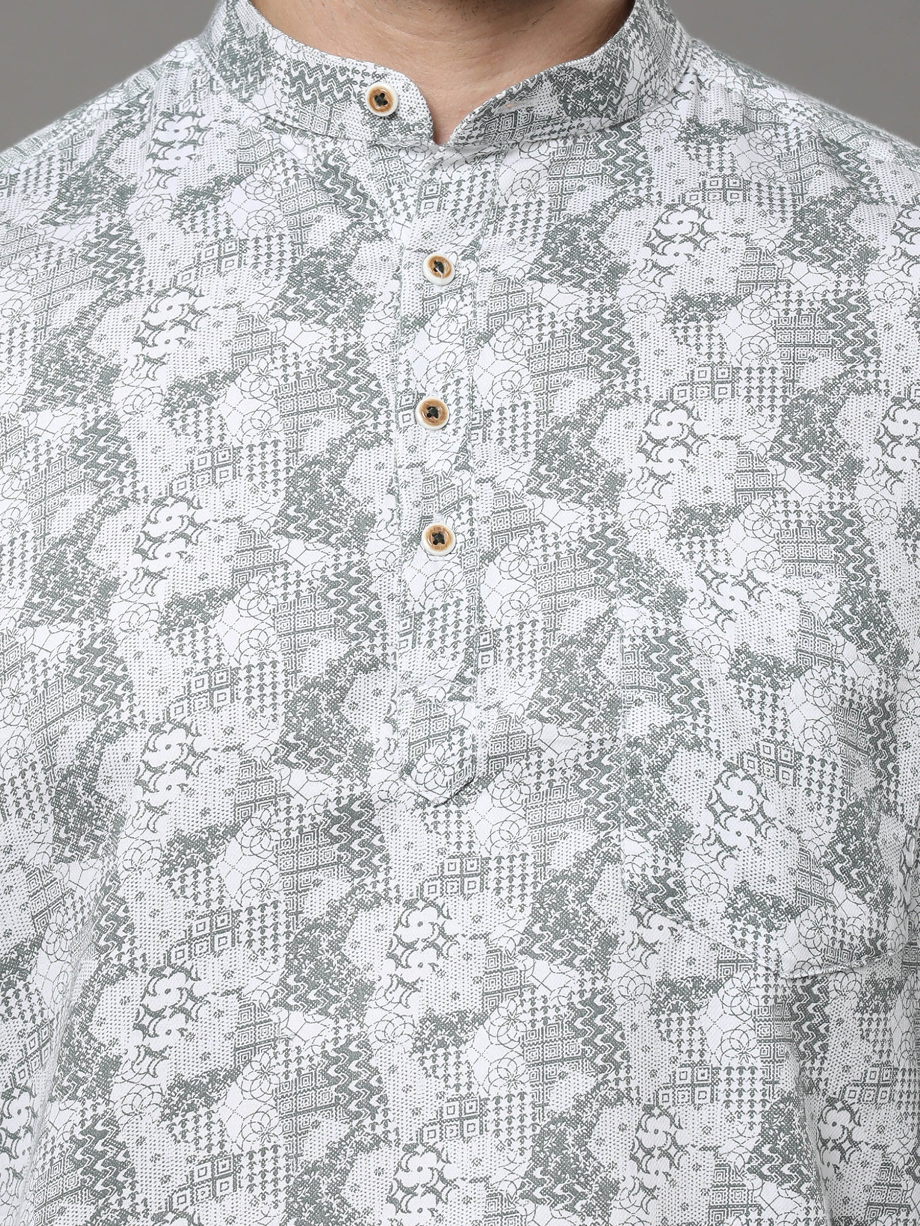 White Printed Kurta Kurta Bushirtin