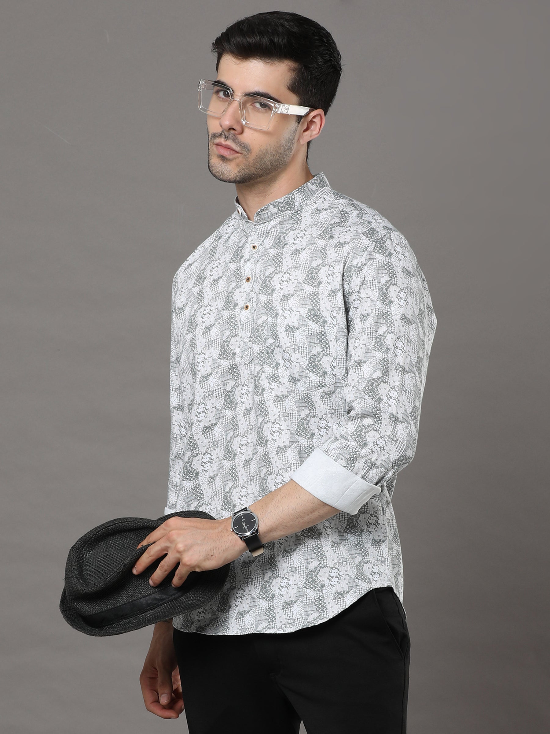 White Printed Kurta Kurta Bushirtin