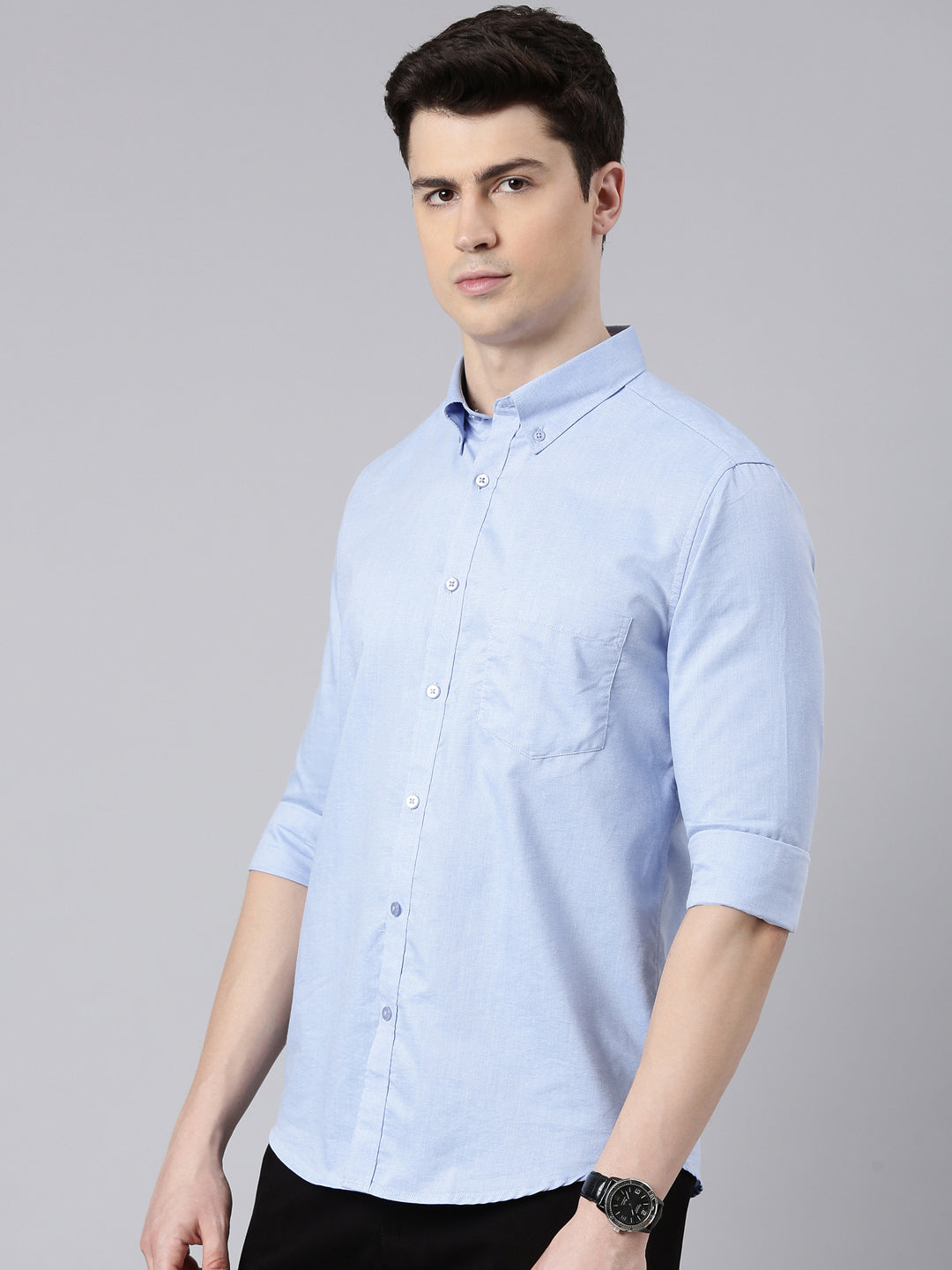 Stone Blue Button Down Solid Shirt Solid Shirt Bushirt