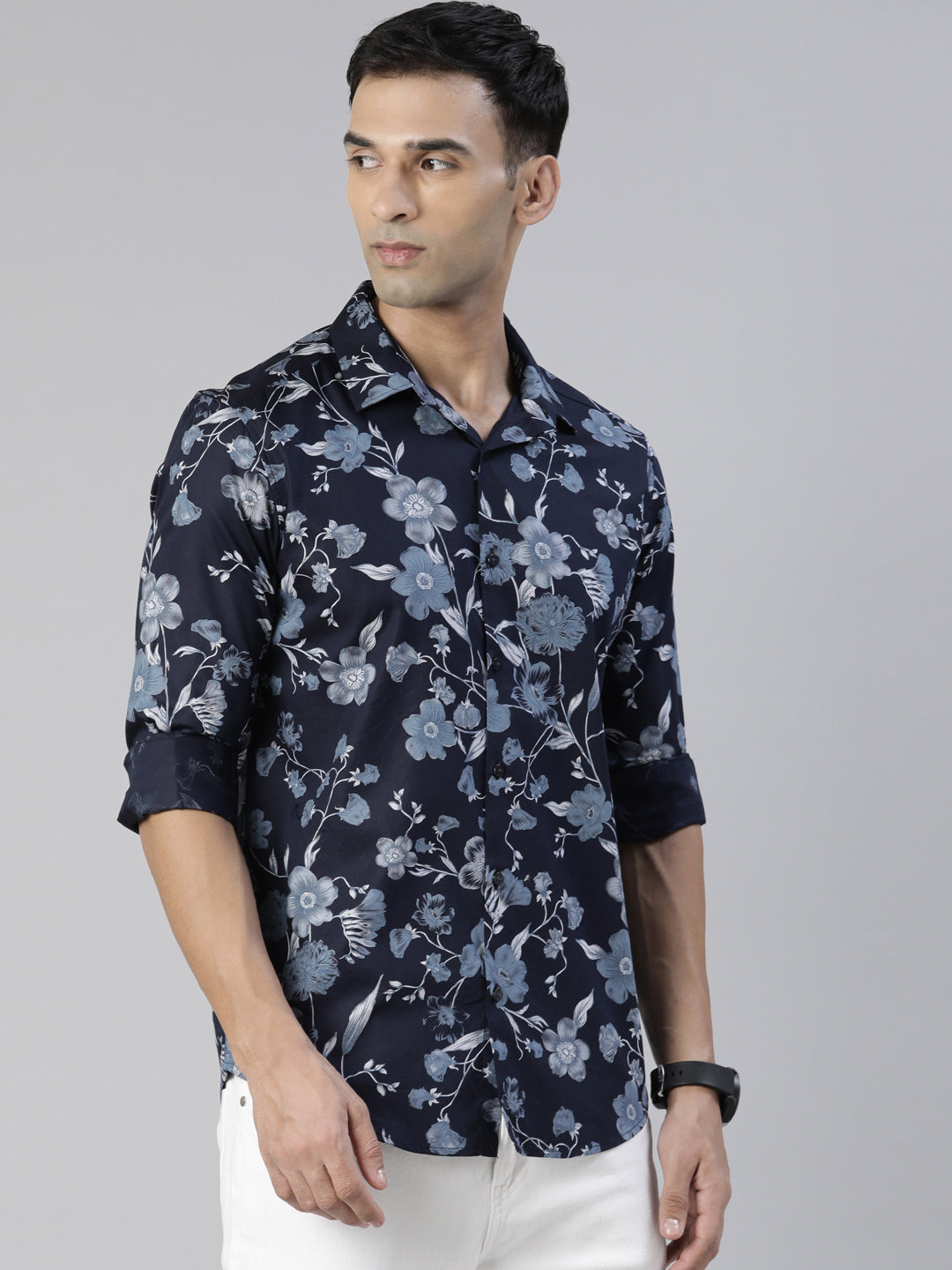 Magnolia Navy Blue Printed Shirt Printed Shirt Bushirt