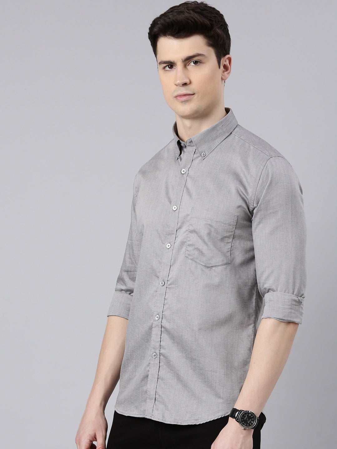 Warm Grey Button Down Solid Shirt Solid Shirt Bushirt