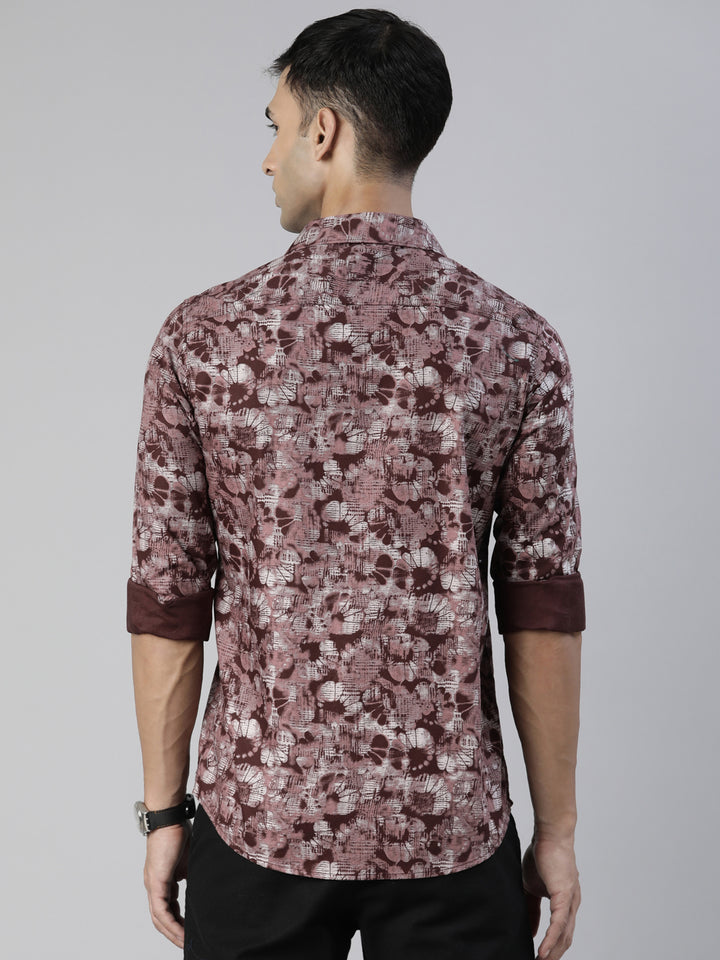 Hiptage Wine Printed Shirt Printed Shirt Bushirt