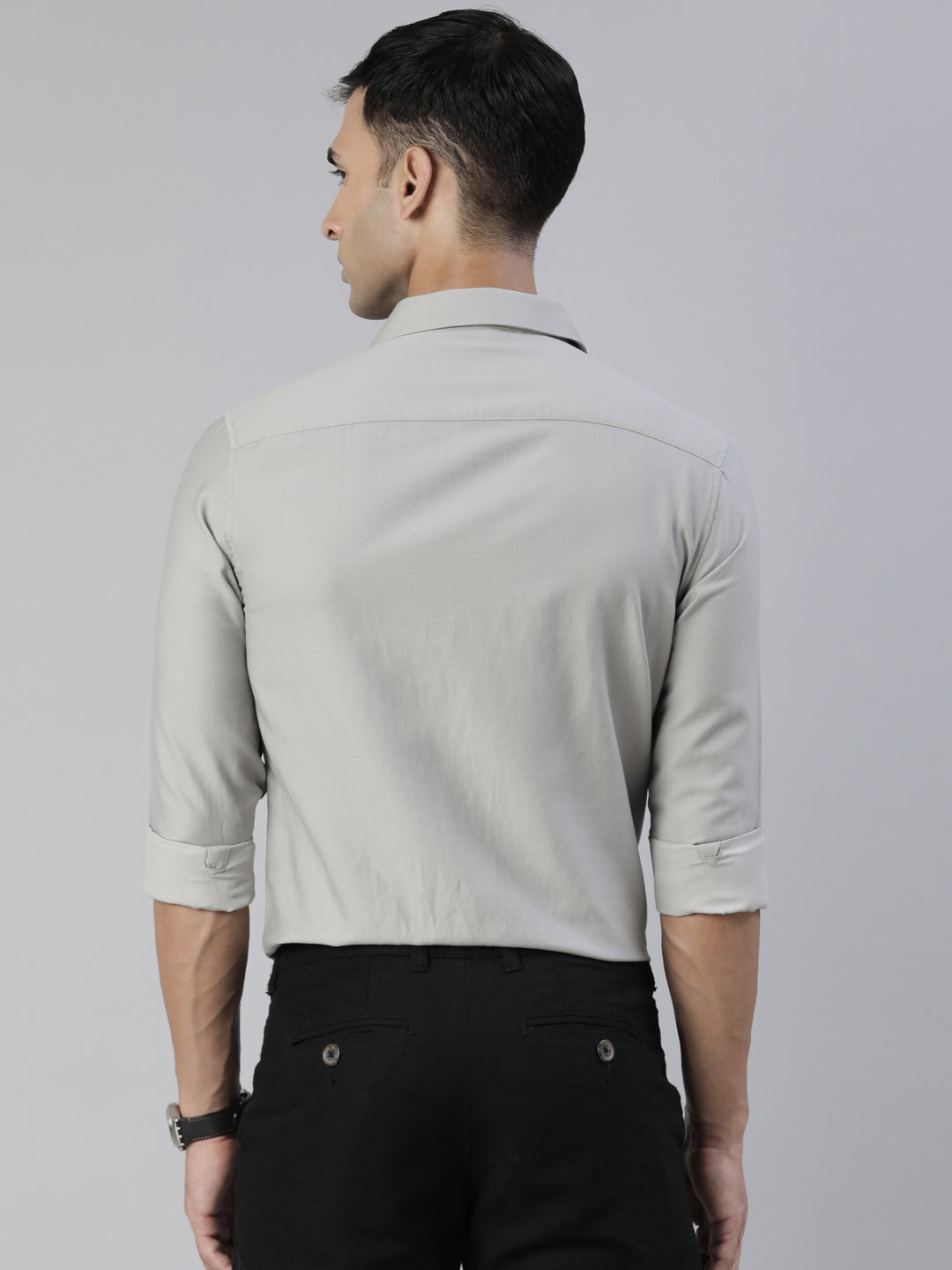 Fascia Cloud Grey Panel Printed Shirt Panel Printed Shirt Bushirt