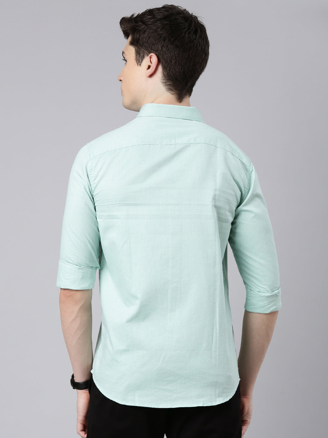 Pale Turquoise Button Down Solid Shirt Solid Shirt Bushirt