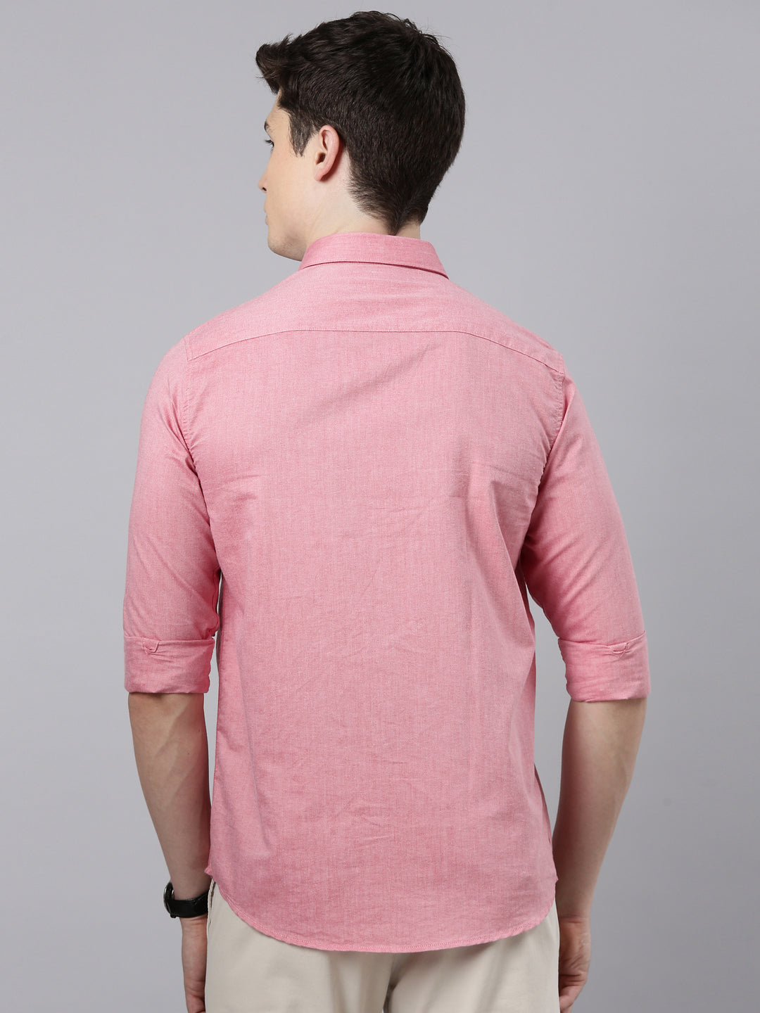 New York Pink Button down Solid Shirt Solid Shirt Bushirt