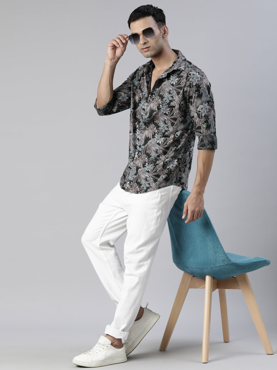 Flax Green Printed Shirt Printed Shirt Bushirt