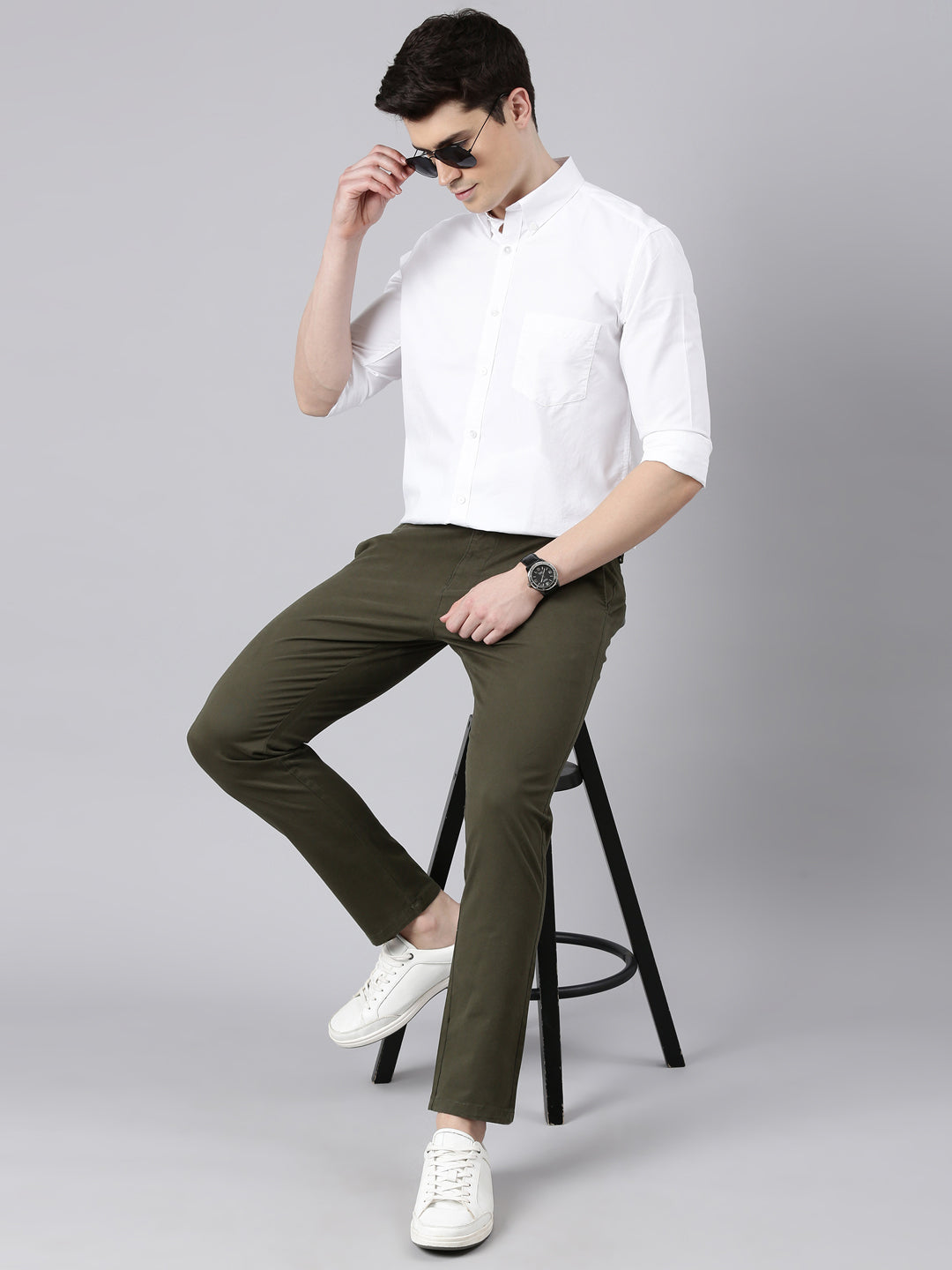 White Button Down Solid Shirt Solid Shirt Bushirt