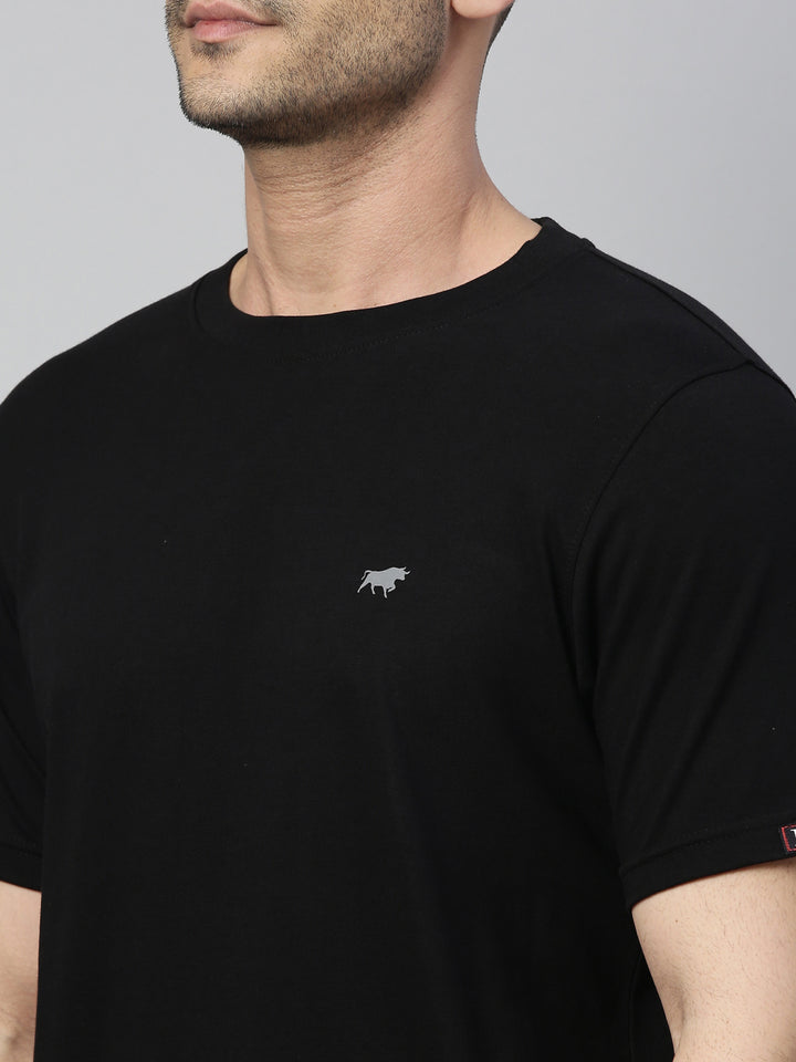 Black Solid Half Sleeves T-Shirt Plain T-Shirts Bushirt   