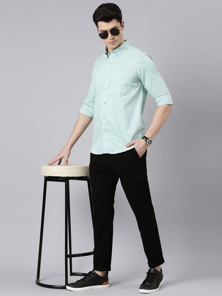 Pale Turquoise Button Down Solid Shirt Solid Shirt Bushirt