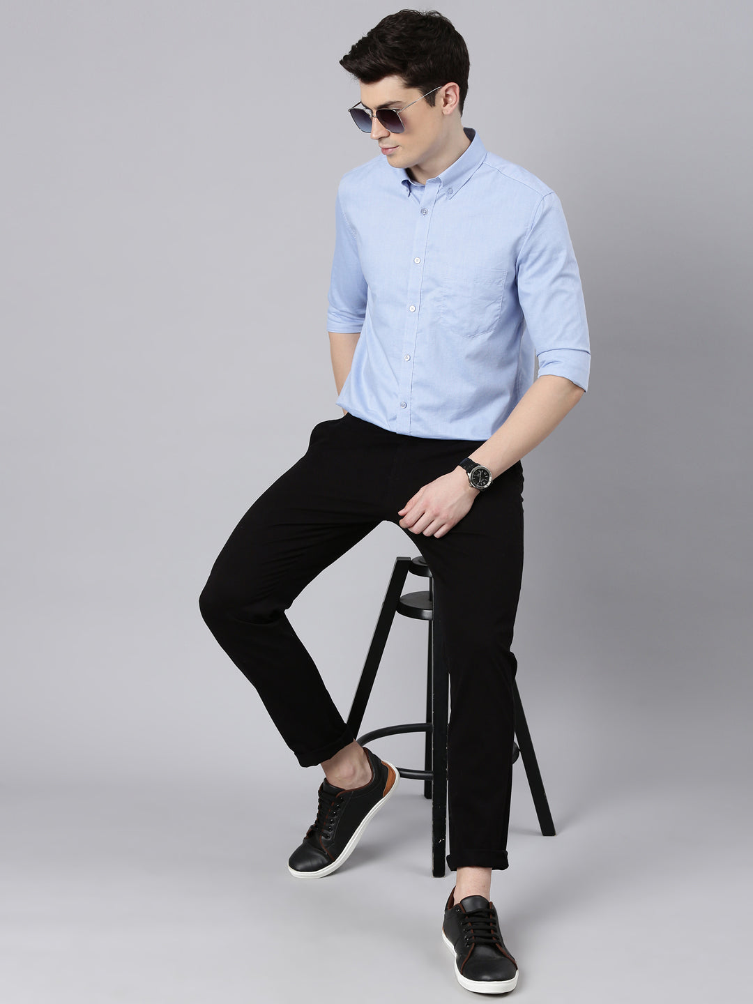 Stone Blue Button Down Solid Shirt Solid Shirt Bushirt