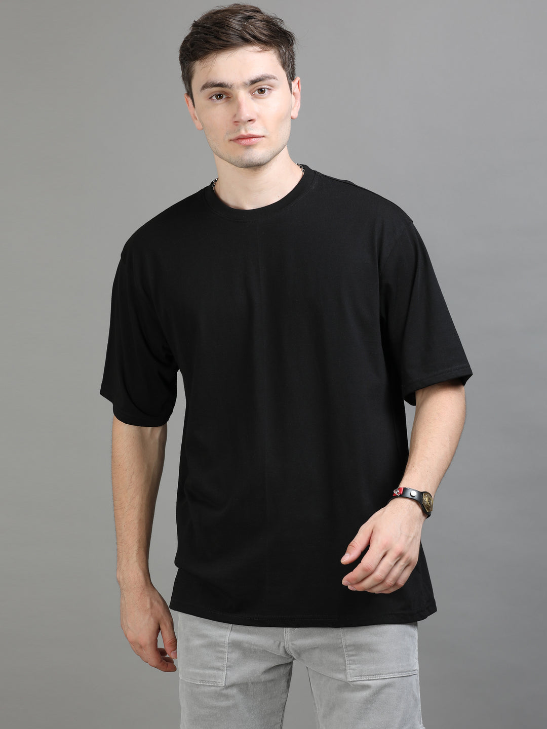 Black Oversize Solid T-Shirt Oversize T-Shirt Bushirt   