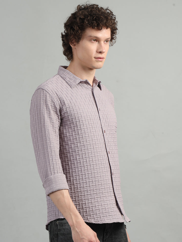 Lavender Solid Bubble Shirt Solid Shirt Bushirt