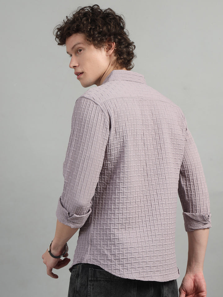 Lavender Solid Bubble Shirt Solid Shirt Bushirt