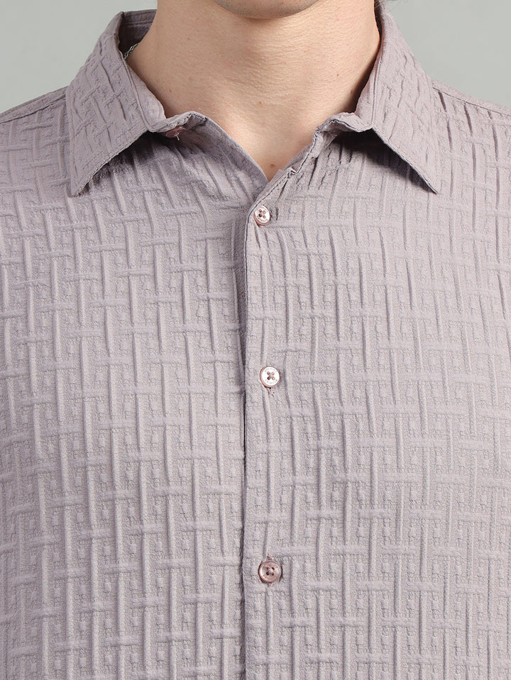 Lavender Solid Bubble Shirt Solid Shirt Bushirt