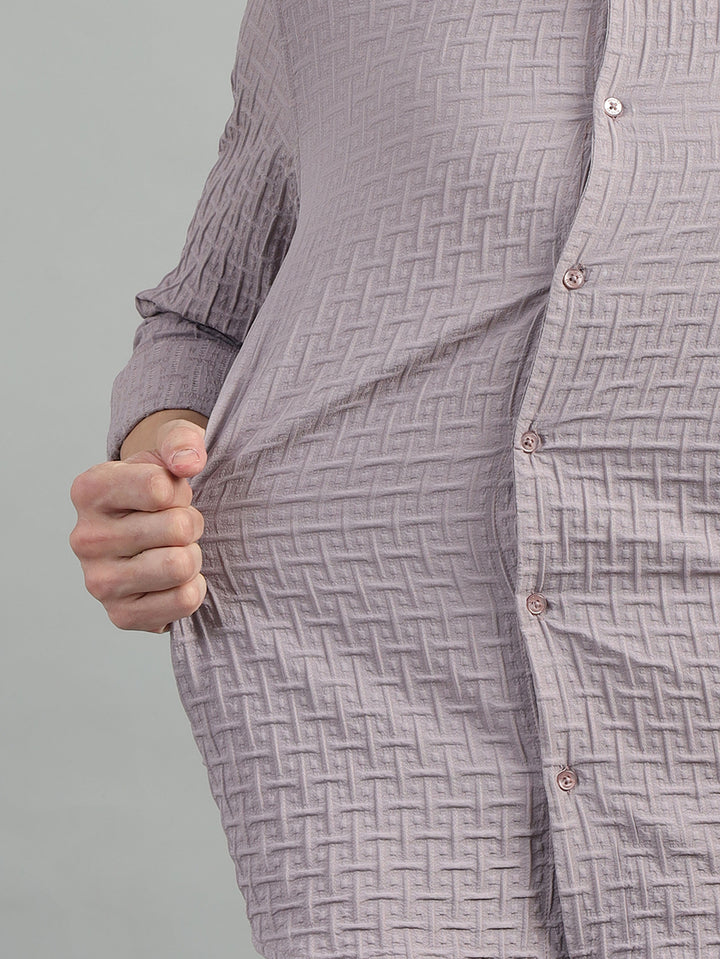 Lavender Solid Bubble Shirt Solid Shirt Bushirt