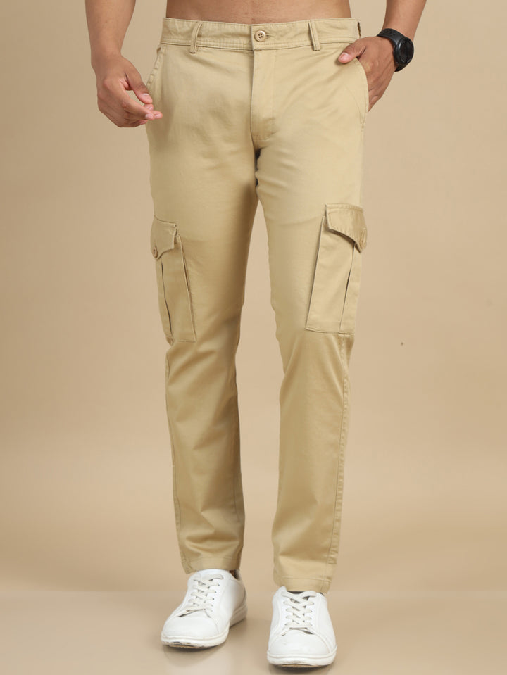 Satin Beige Cargo pant Chinos Bushirt