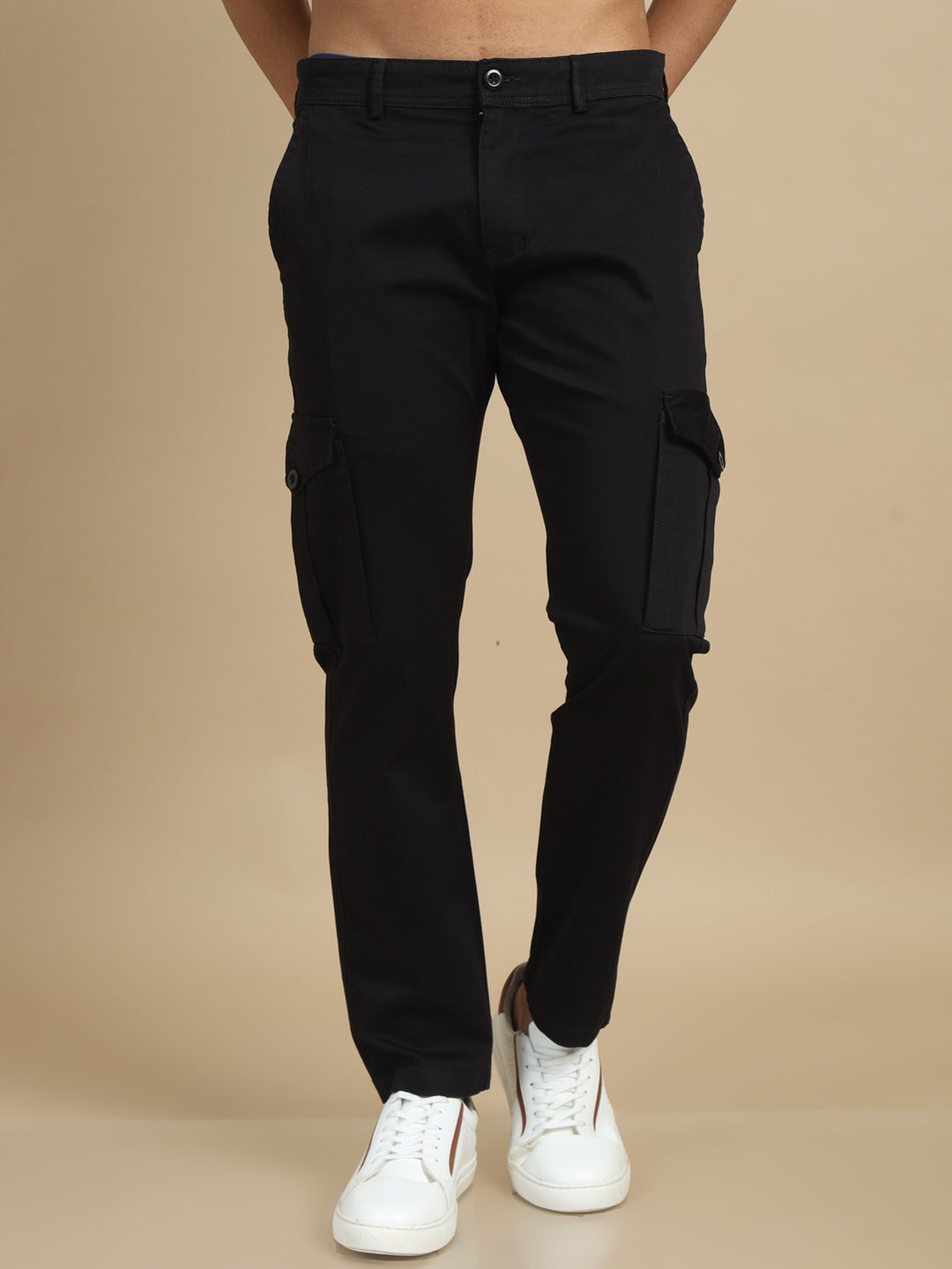 Satin Black Cargo Pant Chinos Bushirt