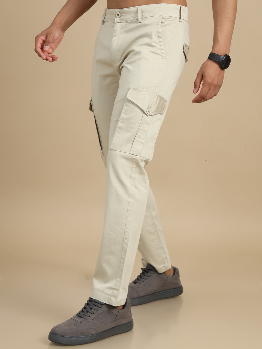 Satin Cream Cargo Pant Chinos Bushirt