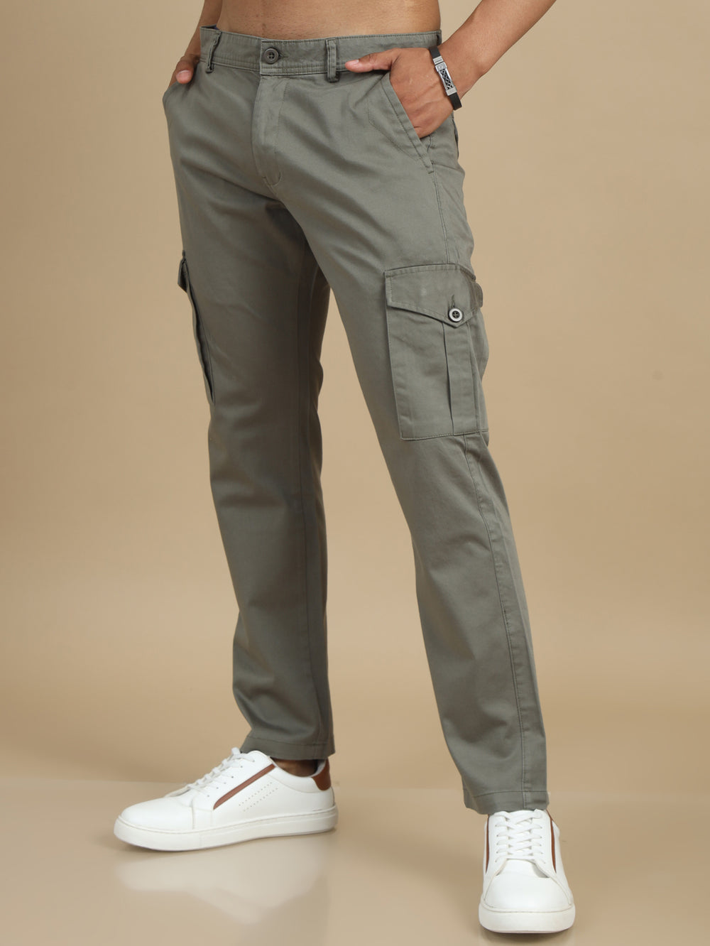 Satin Fern Green Cargo Pant Chinos Bushirt