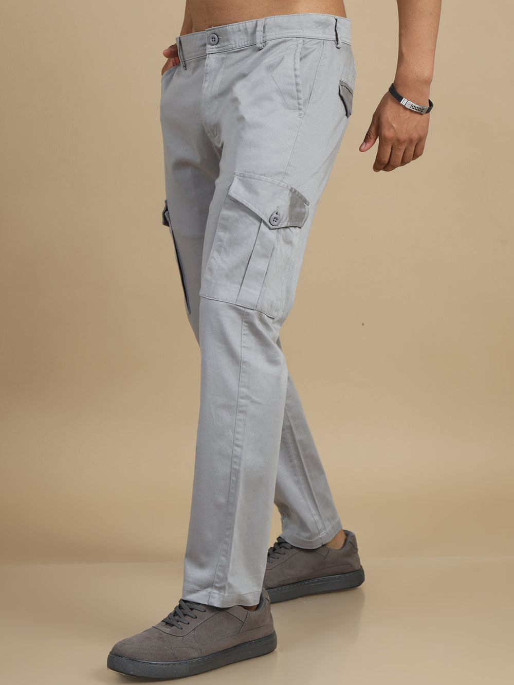 Satin Stone Grey Cargo Pant Chinos Bushirt
