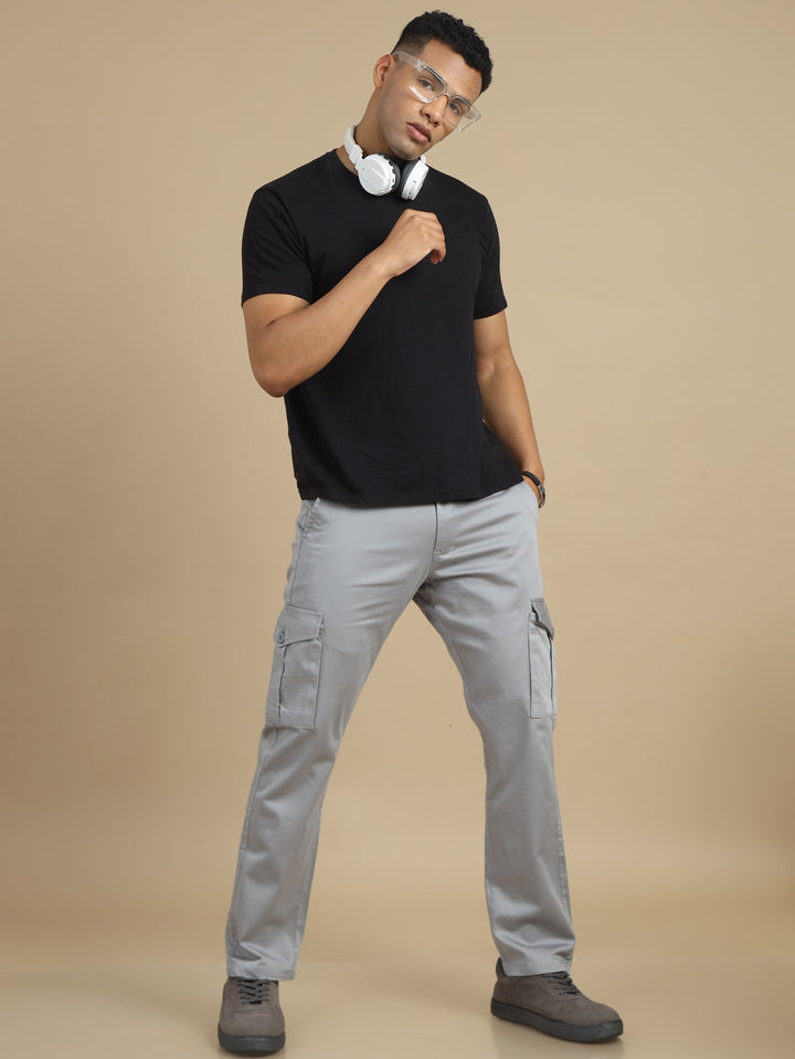 Satin Stone Grey Cargo Pant Chinos Bushirt