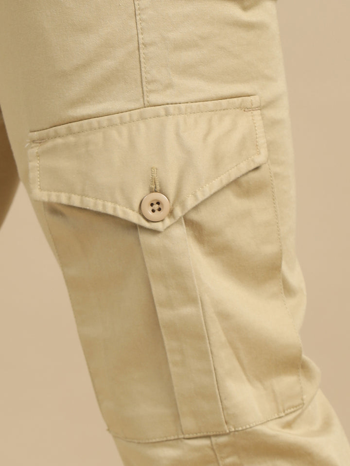 Satin Beige Cargo pant Chinos Bushirt