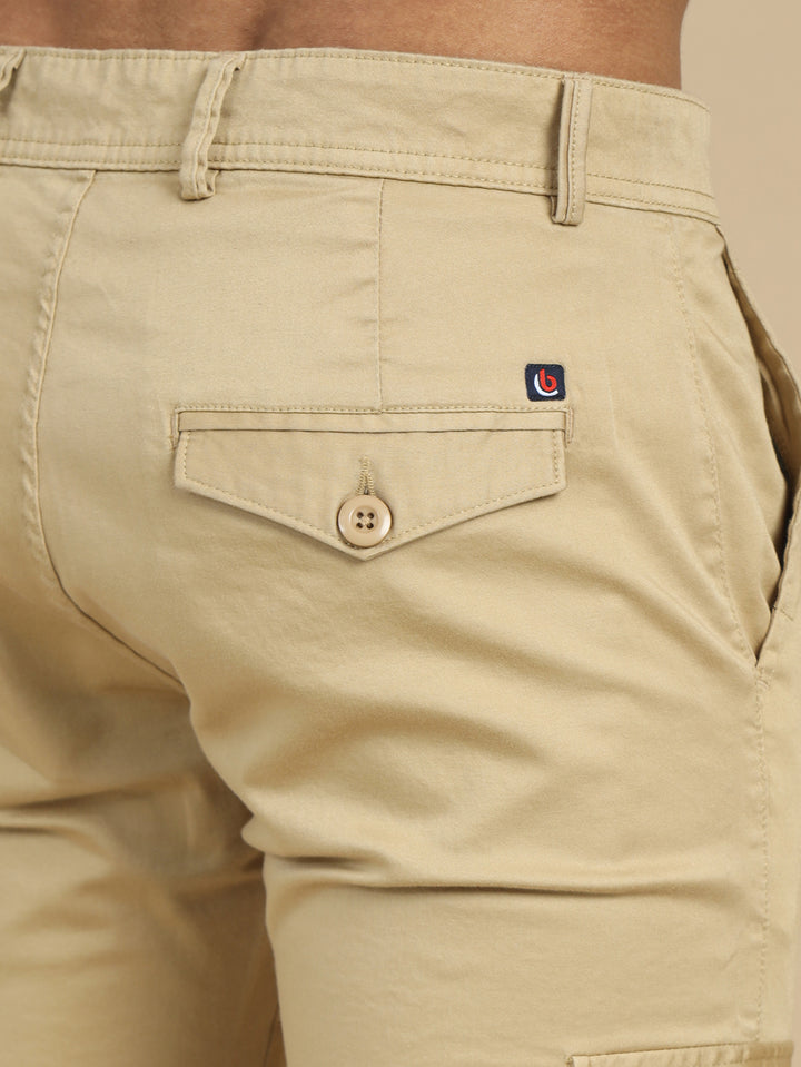Satin Beige Cargo pant Chinos Bushirt