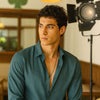 Teal Green Regular Fit Textured Shirt Structured Shirt Bushirt