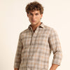Beige Regular Fit Check Shirt Checks Shirt Bushirt