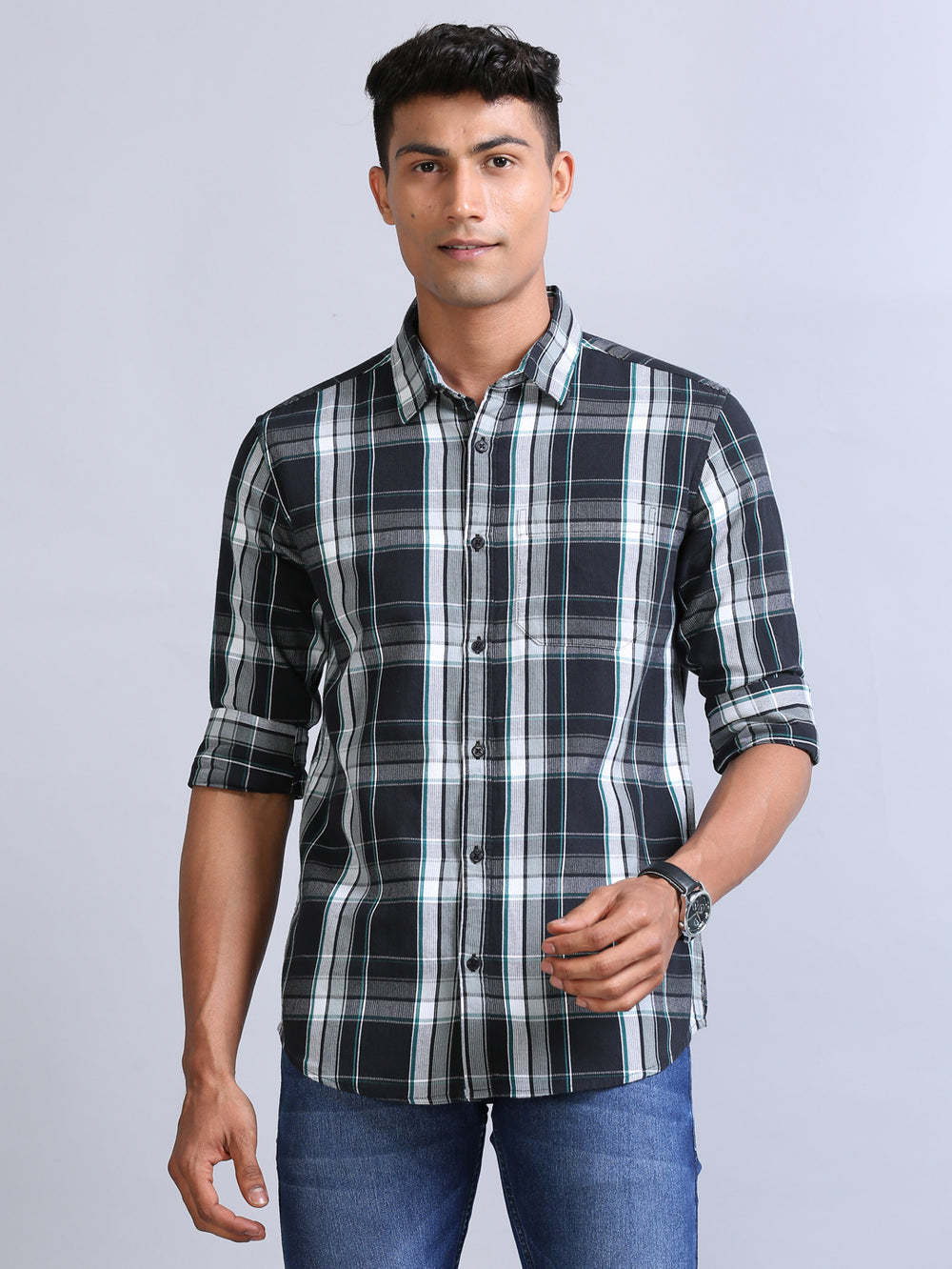 Wale Quadrey Black Checks Shirt Checks Shirt Bushirt