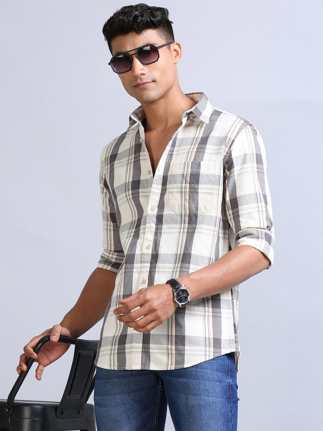 Wale Quadrey Grey Checks Shirt Checks Shirt Bushirt