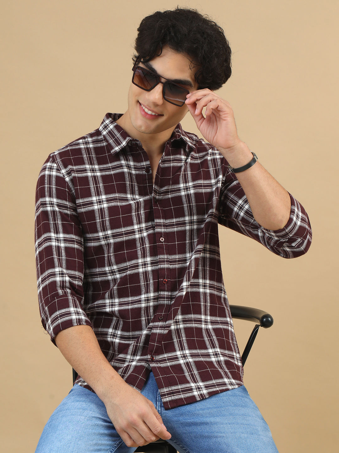 Plaid Fusion Tuscan Red Checks Shirt Checks Shirt Bushirt