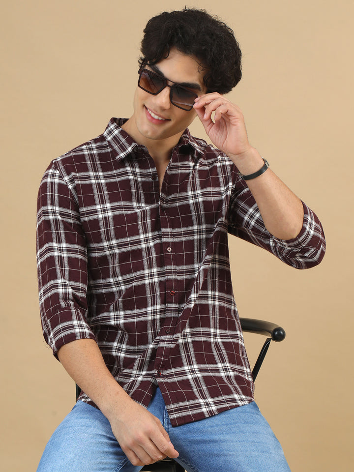 Plaid Fusion Tuscan Red Checks Shirt Checks Shirt Bushirt