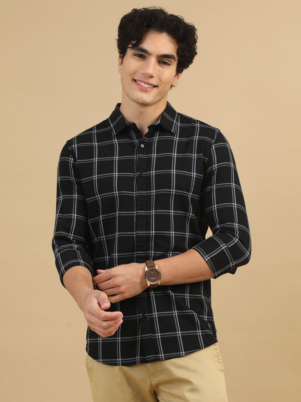 Savvy Squares Black Checks Shirt Checks Shirt Bushirt