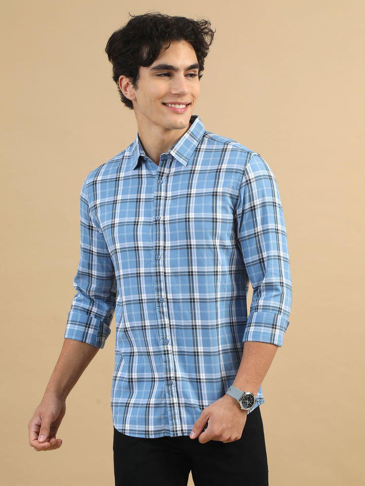 Classic Grid Urban Blue Checks Shirt Checks Shirt Bushirt