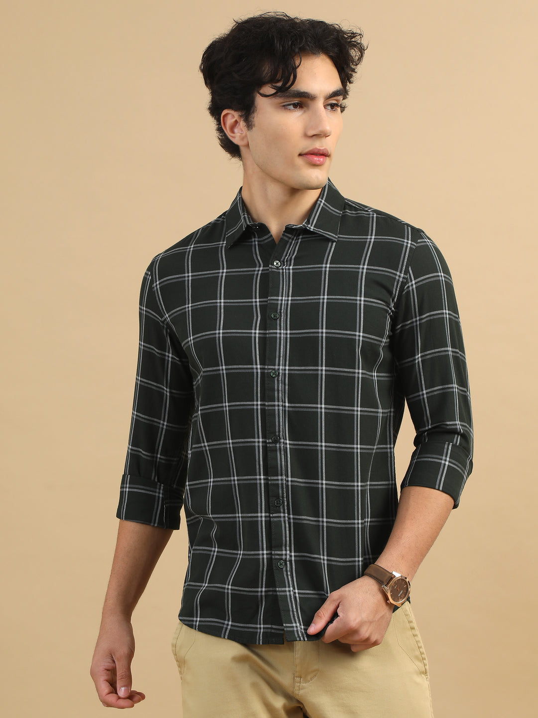 Savvy Squares Rifle Green Checks Shirt Checks Shirt Bushirt